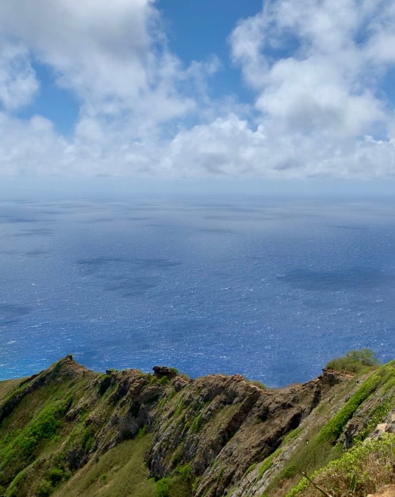 濃い青をした海が果てしなく続く