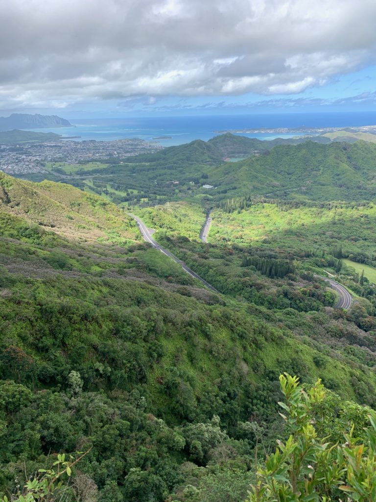 ピリワレリッジトレイルの終点からの眺め
パリハイウェイが上から見える
奥にはクアロアの山が見える